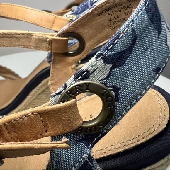 SPERRY Saylor Wedge Sandals Women’s Sz 10‎ Blue Leather Espadrille Jute Preppy - Picture 10 of 15